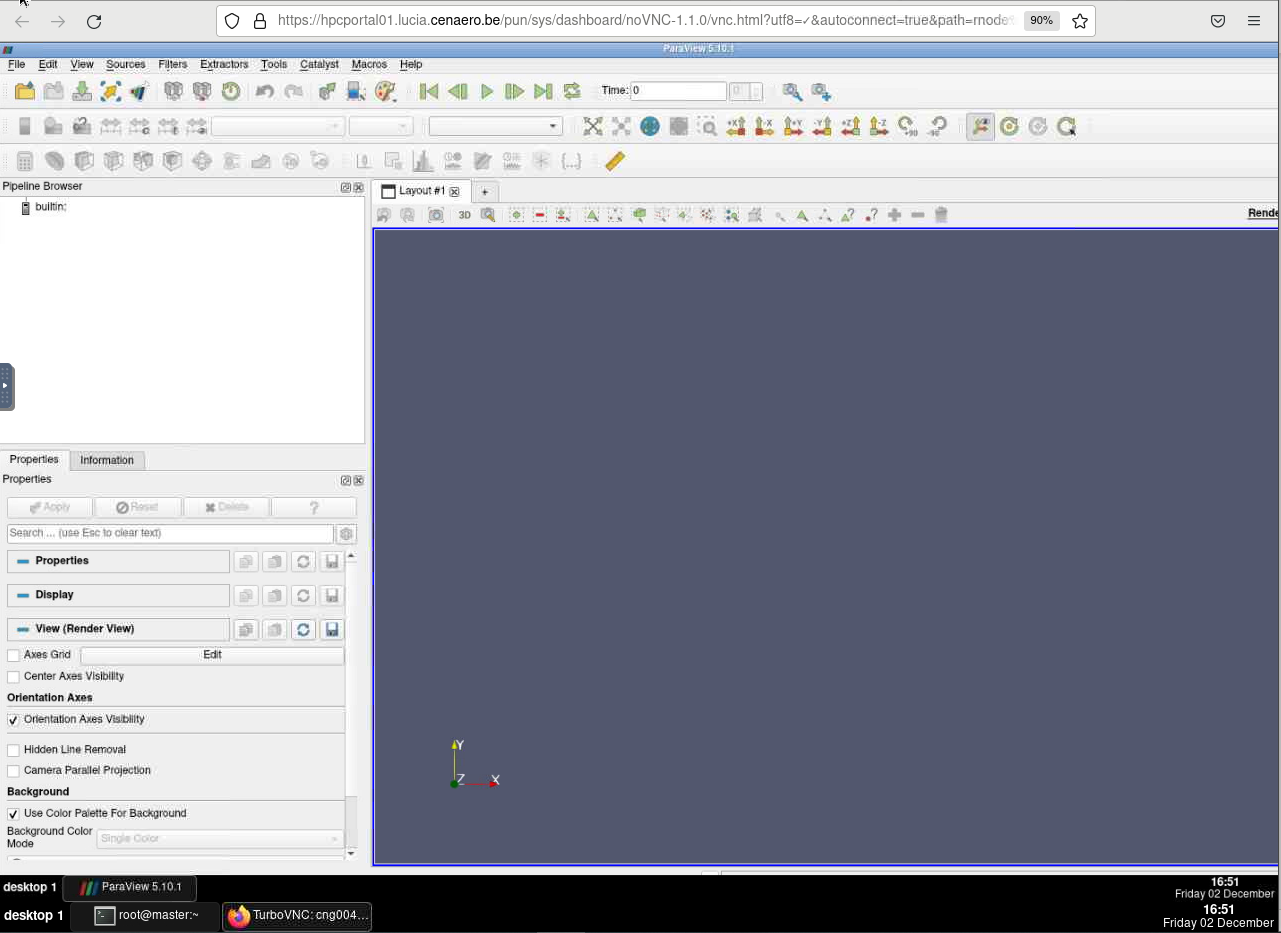 Screenshot : Paraview GUI mode Session